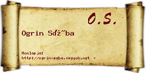 Ogrin Sába névjegykártya